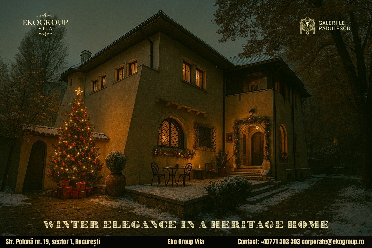 Poveste de Craciun în farmecul anilor ’30: magia sărbătorilor în fosta Casă Tătărăscu, azi Eko Group Vila